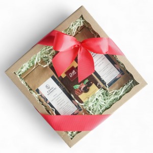 pudełko z okienkiem: kawy i czekoladki